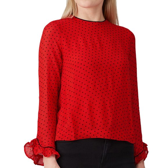 GANNI Red Satin Black Trim Top - Picture 4 of 4